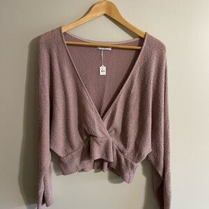 Urban Outfitters Cozy Mauve Wrap Sweater